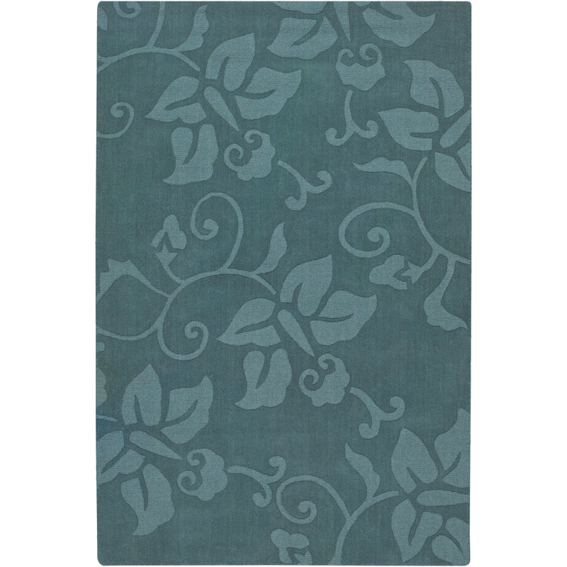 Handmade Blue Wool Tufted Rectangular 5' x 7' Rug