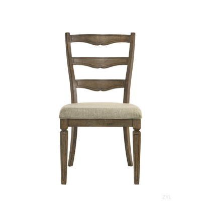 Ensemble de 2 chaises d'appoint en tissu brun clair et finition chêne vieilli
