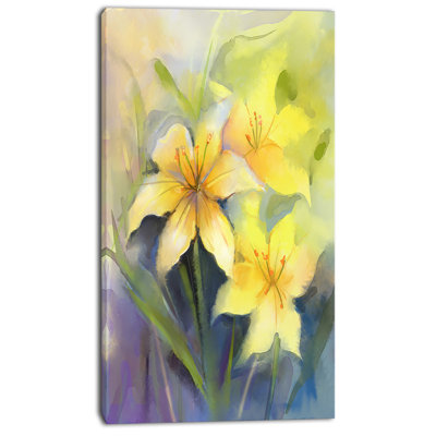 « aquarelle painting yellow lily fleur », reproduction d’art sur toile tendue