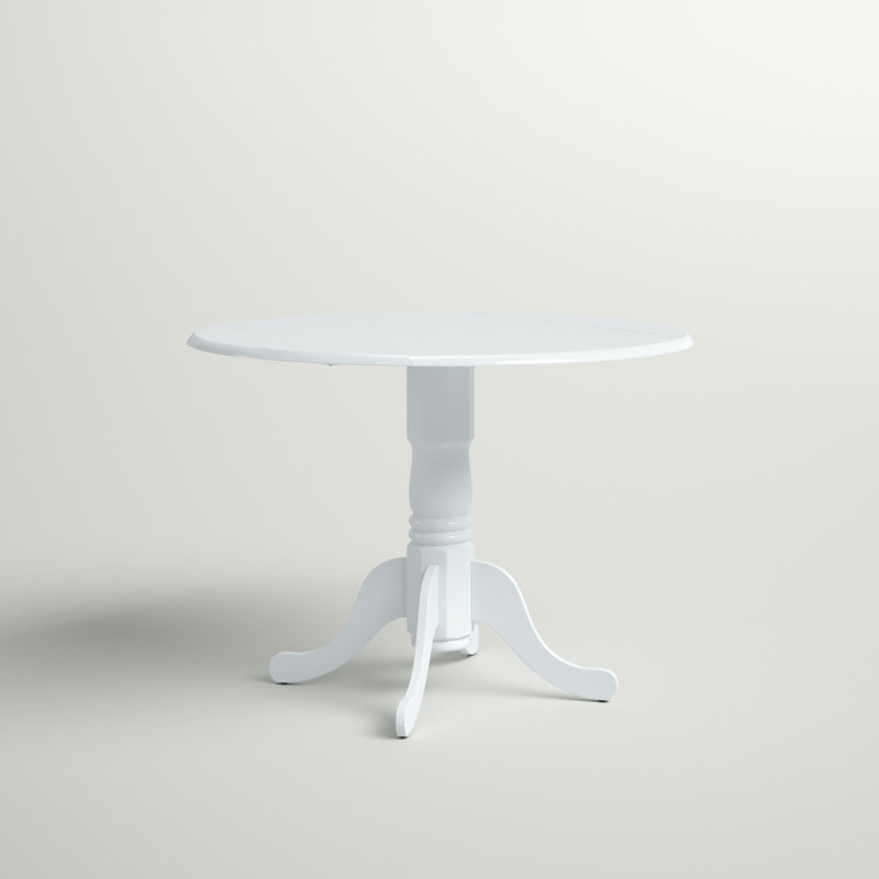 Philipston Extendable Round Solid Wood Dining Table, Bright White, Bright White