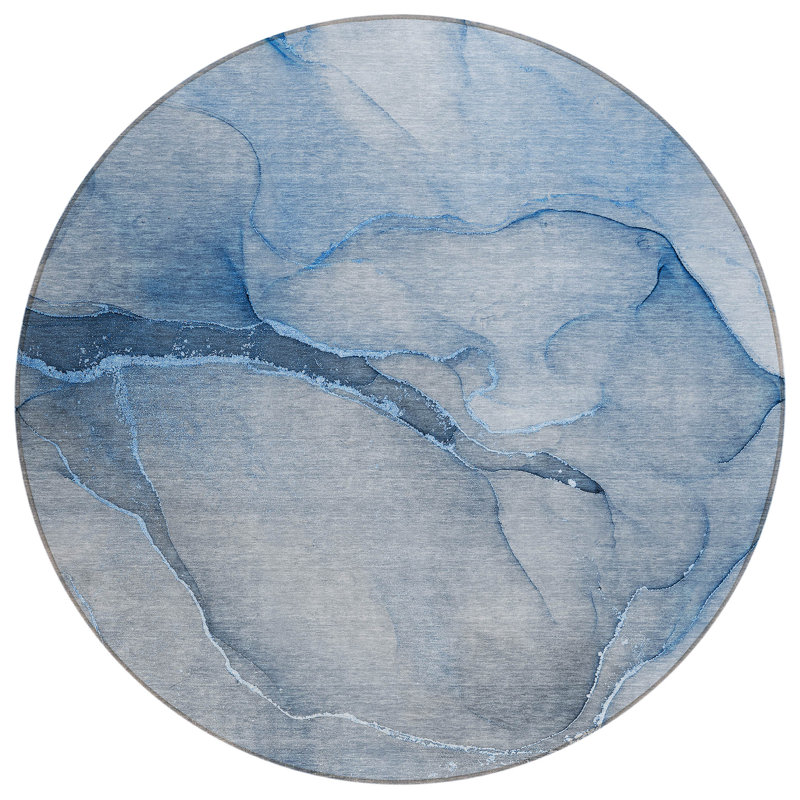 Alfonzo Washable Abstract Indoor / Outdoor Rug, Round 8'