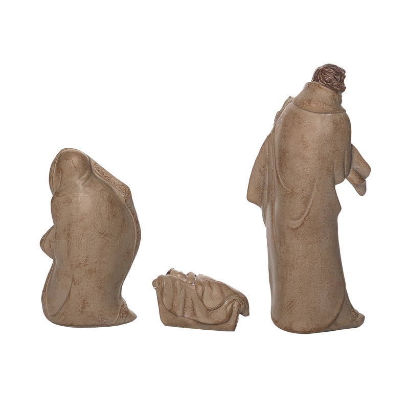  Résine 9,45 po brun Noël rustique Sainte famille ensemble de 3