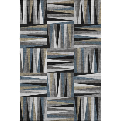 Premium Machine Washable Collett AMF1012 Squares Rug