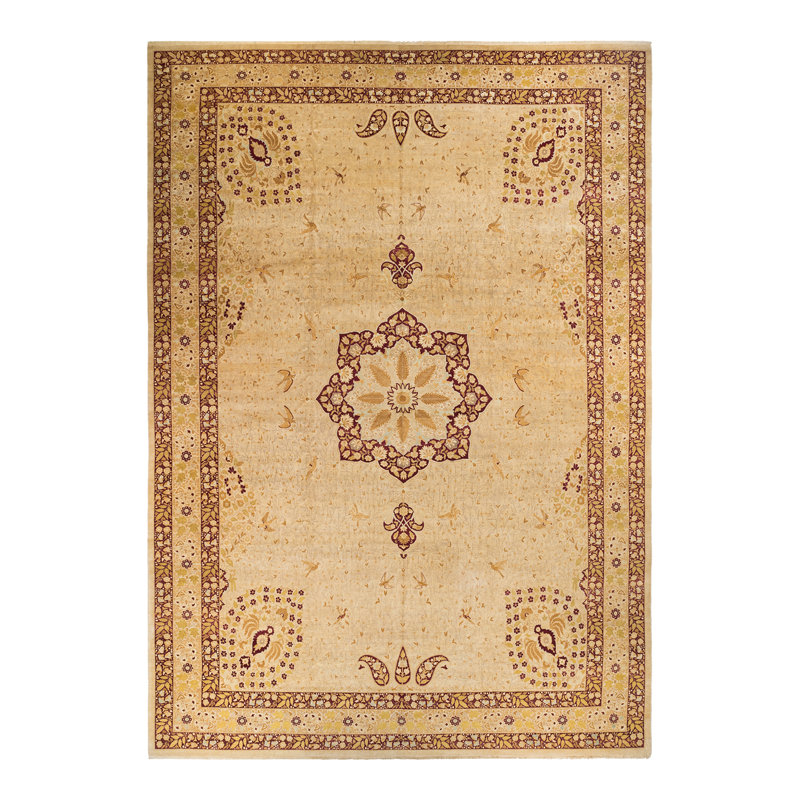 Tapis unique noué à la main Keenan - sable, 12 pi x 18 pi