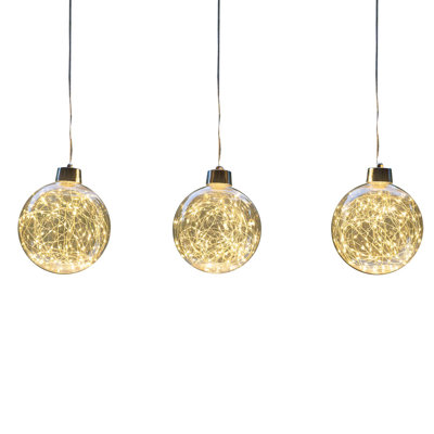  LED Warm White Globe Ornament 6 in. Hanging Decor