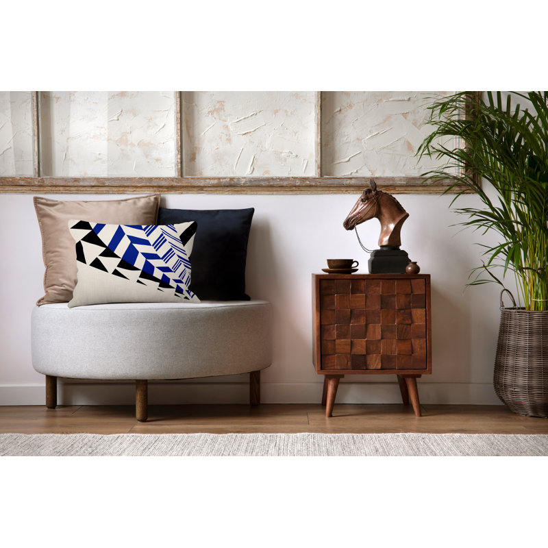 Housse et insert de coussin rectangulaire intérieur / extérieur en mélange de polyester / polyester Ikom, Bleu marine