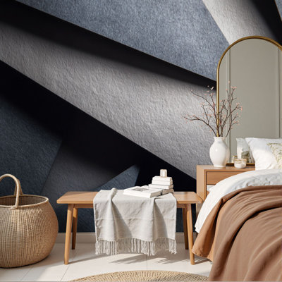 Minimalist Peel and Stick Wallpaper Minimalistic 3D Design Interlocking Angular Shapes Wall Murals 69"H x 96"W Removable PVC Wall Paper Self-Adhesive Wall Decor for Bedroom Living Room Home Office
