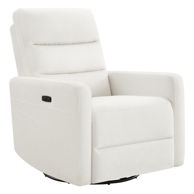 Fauteuil inclinable électrique pivotant à bascule Mila, Polyester blanc