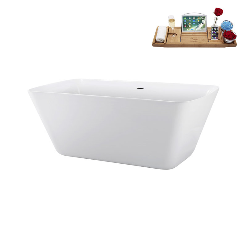 59.1'' x 28.3'' Freestanding Soaking Acrylic Bathtub, Brushed Gold