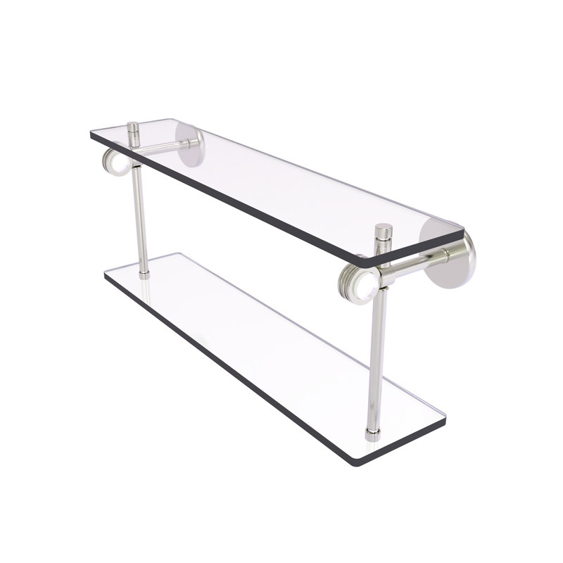 Margolis 2 Piece Glass Tiered Shelf, Satin Nickel