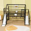 Lit mezzanine en métal avec toit, glissade et tablettes de rangement-1809622795-1809622794