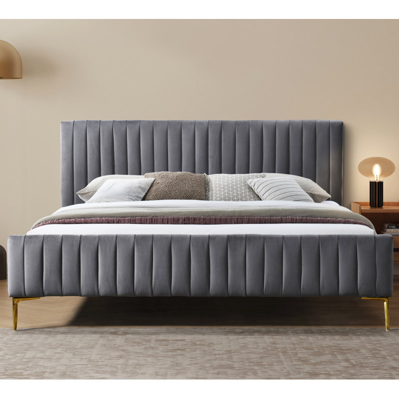 Julia Upholstered Platform Bed, Charcoal, King