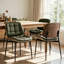 Chaises de salle à manger Mid-Century modernes avec dossier en grain de noyer, ensemble de 4 chaises de salle à manger en similicuir noir-513504654-513693480