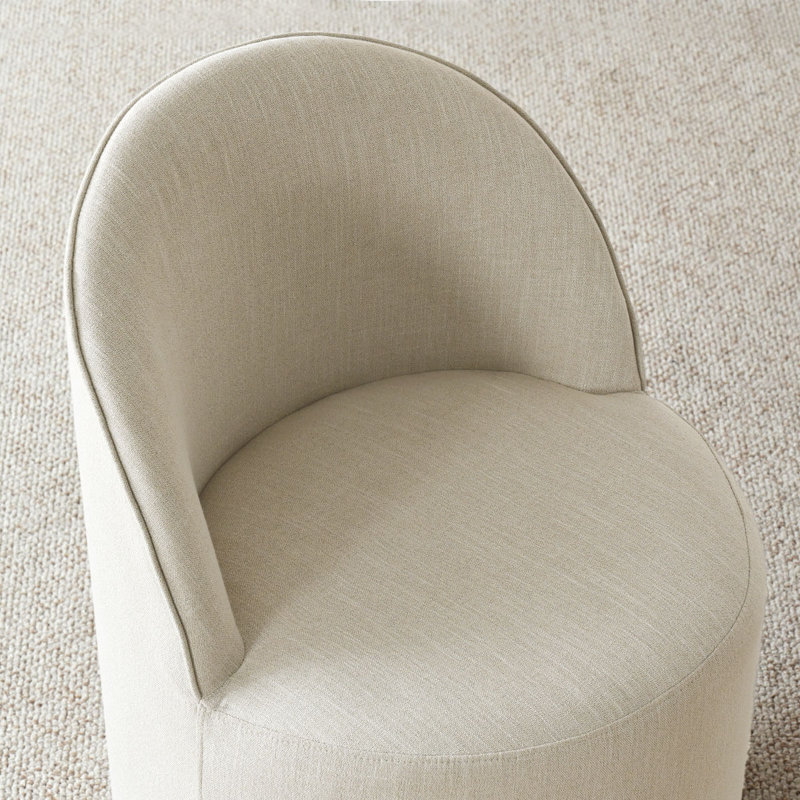 Chaise pivotante en lin avec roulettes cachées, Beige, 1