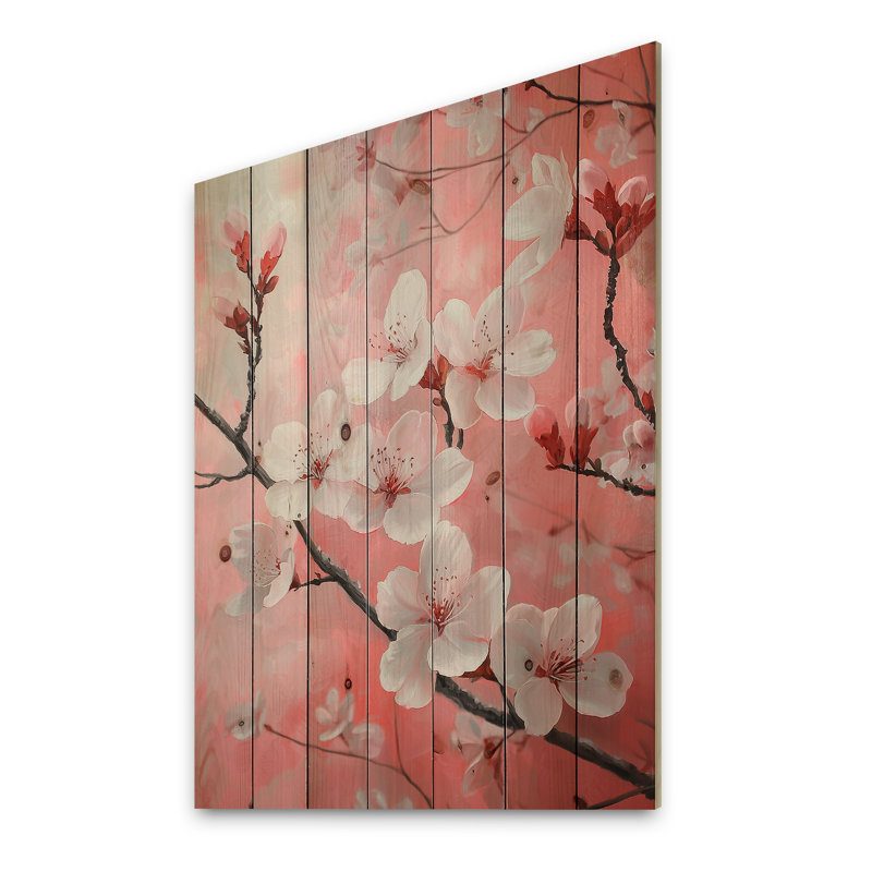 Moment In Spring Spring Cherry Blossom I - Décoration murale en bois de cerisier en fleurs - sur bois de pin naturel