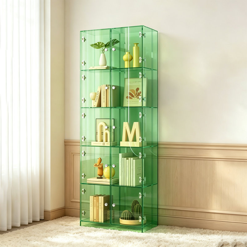 Bibliothèque moderne en acrylique, H 66,93 po x l 23,62 po x P 11,81 po, Vert