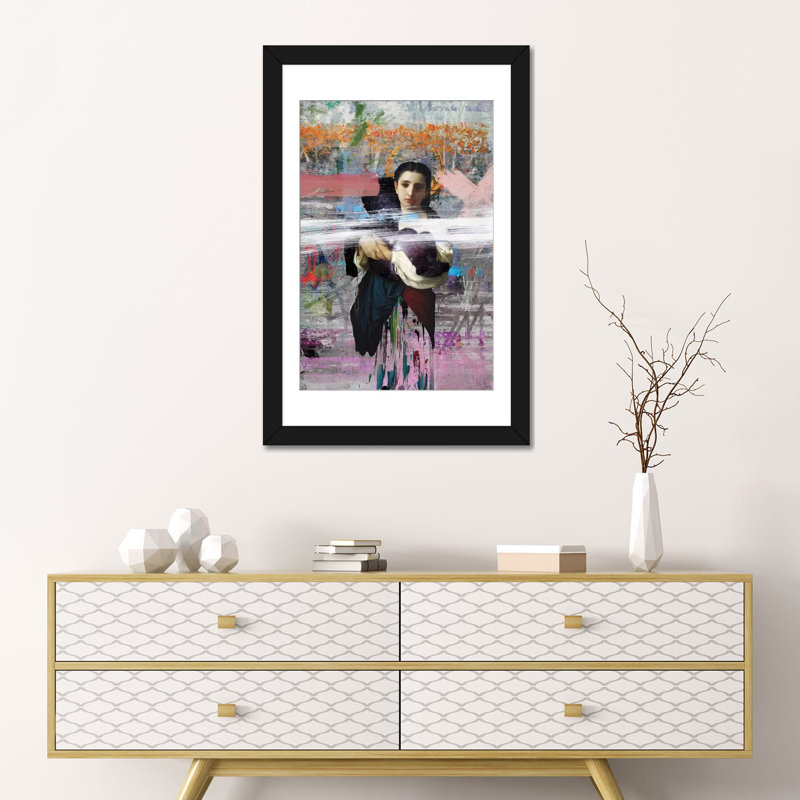 « maman », impression sur toile, H 24 po x l 16 po x P 1 po, Papier d'art encadré noir, Blanc