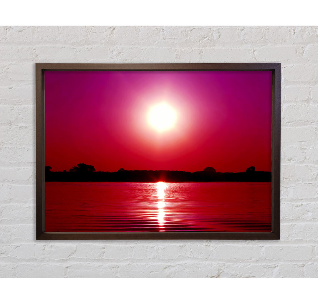 Pink Lake Sun - Einzelner Bilderrahmen Kunstdrucke auf Leinwand