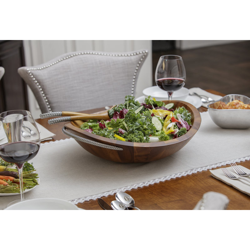 Nambe Braid Salad Bowl W/ Servers