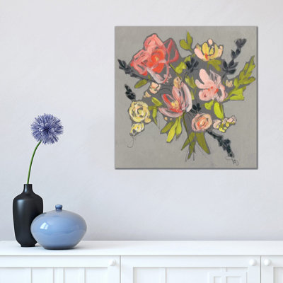 Blush and Paynes Bouquet I 1 Piece Wrapped Canvas Wall Art