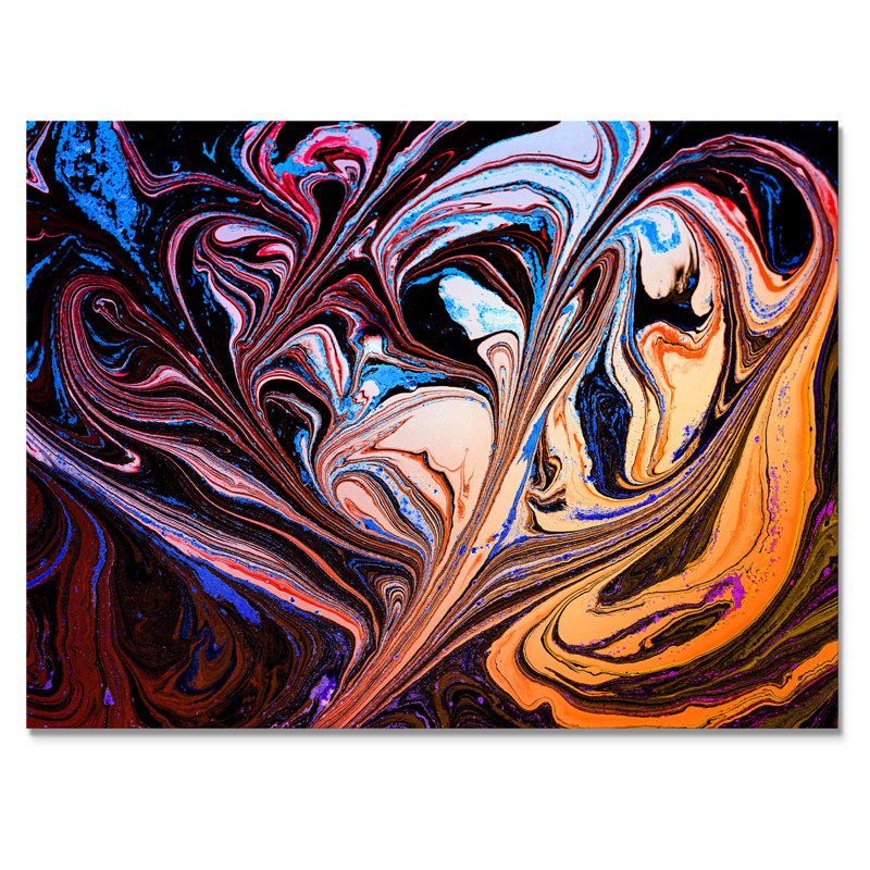 Art abstrait marbré mauve abstrait - art mural moderne sur toile, H 8 po x l 12 po x P 1 po, Toile tendue