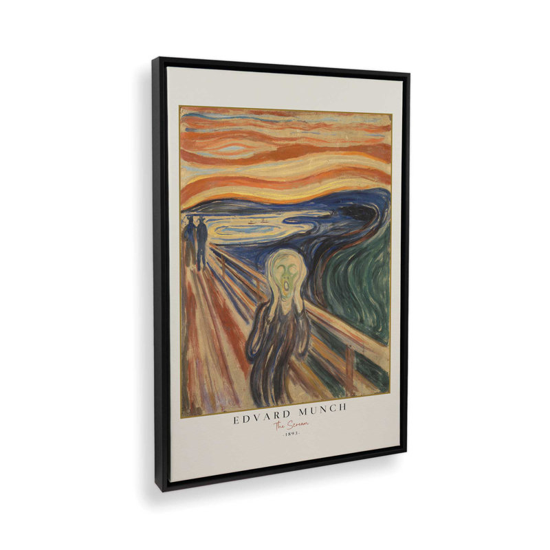 The Scream par Edvard Munch v3, H 12,75 po x l 8,75 po, Cadre flottant noir satiné
