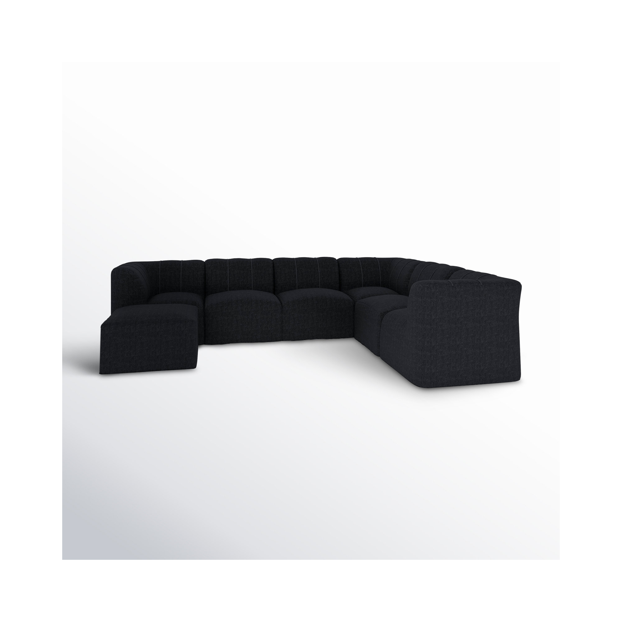 Praia 124" Sunbrella Outdoor L Sectional with Ottoman, Canvas Black Sunbrella® Canvas