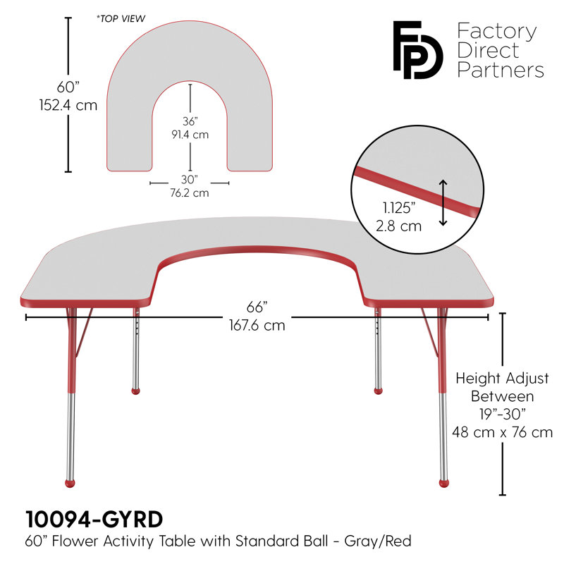 Table d'activité 66 "x 60", Rouge