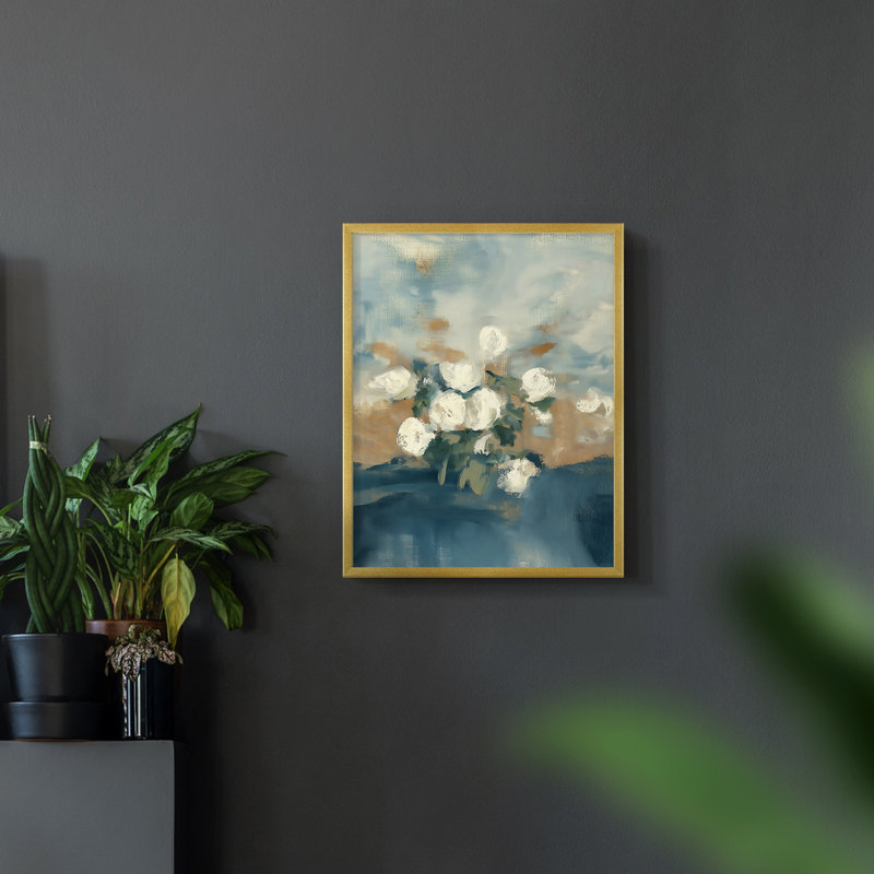 Série FLORAL - Impression encadrée de qualité supérieure - prêt à accrocher - aucun clou requis, Doré, H 21 po x l 17 po