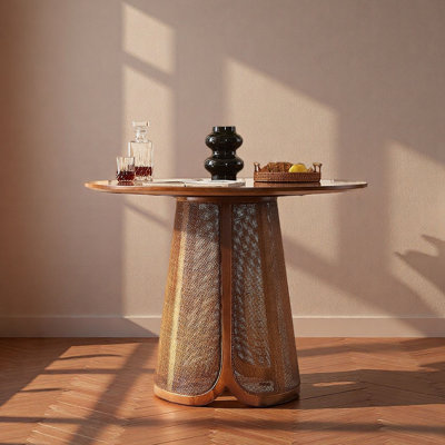 Vintage White Waxwood Round Dining Table