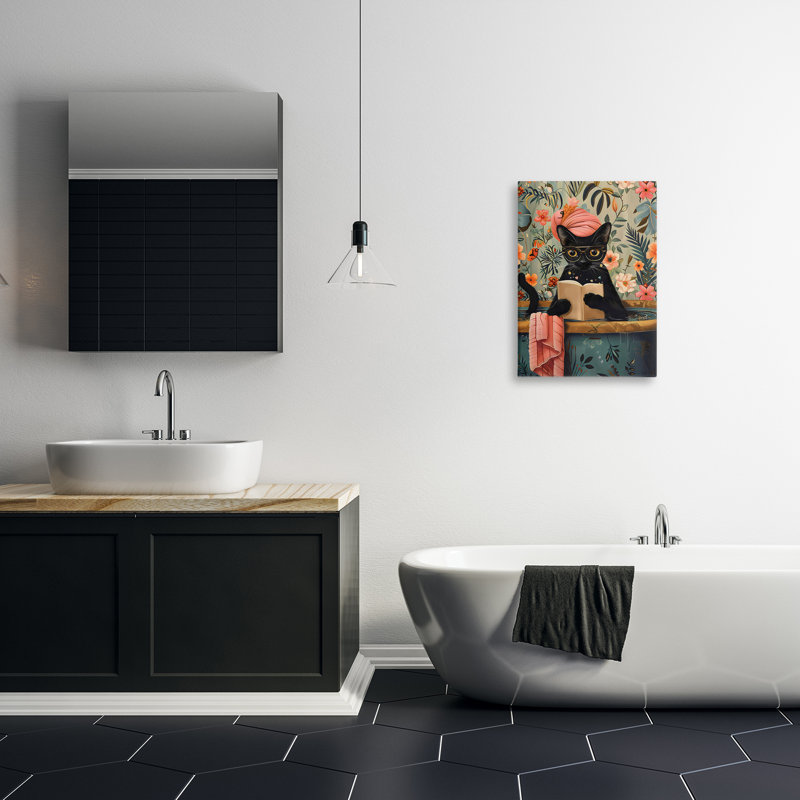 Toile pour baignoire Kitty Wash Day, design par LSR Design Studio, H 24 po x l 16 po