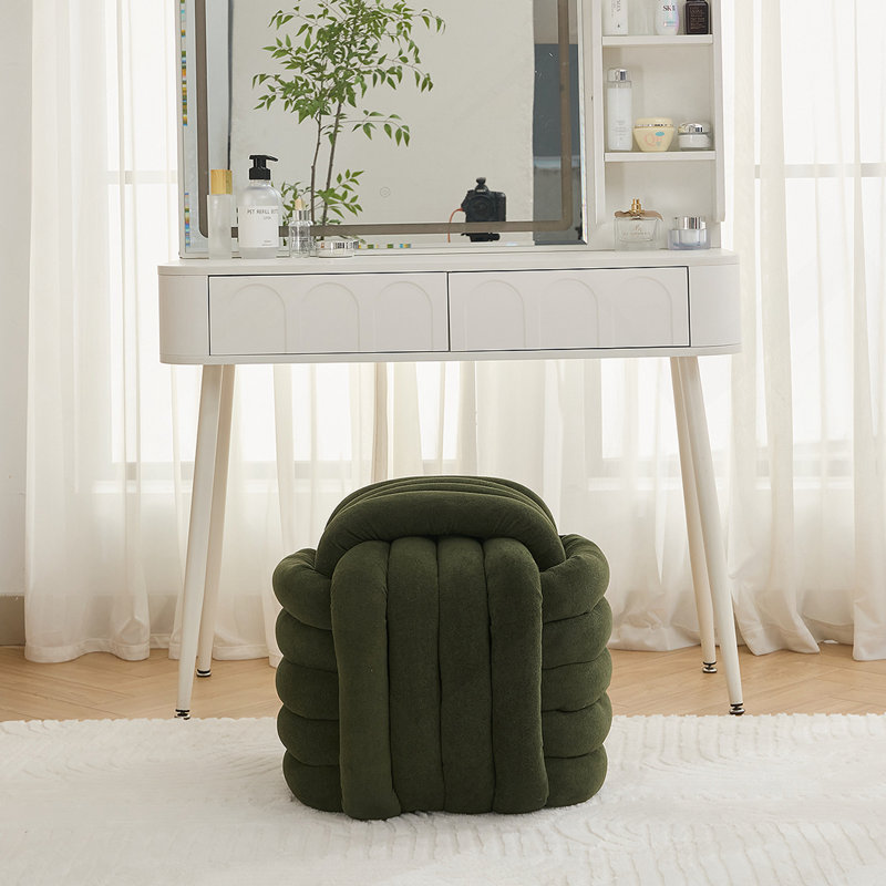 Repose-pieds en tissu Chenille, Vert