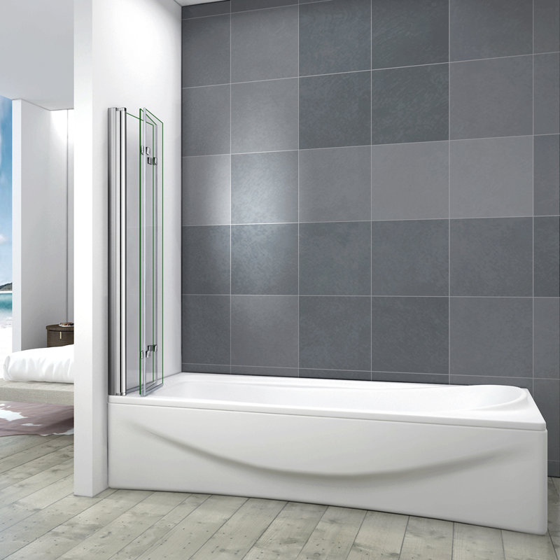Lindo 1420mm H Folding / Bi-Fold Semi-Frameless Tub Door with Clear Glass