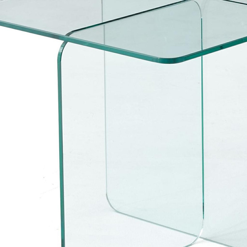 Table de bout carrée en verre transparent 16 po
