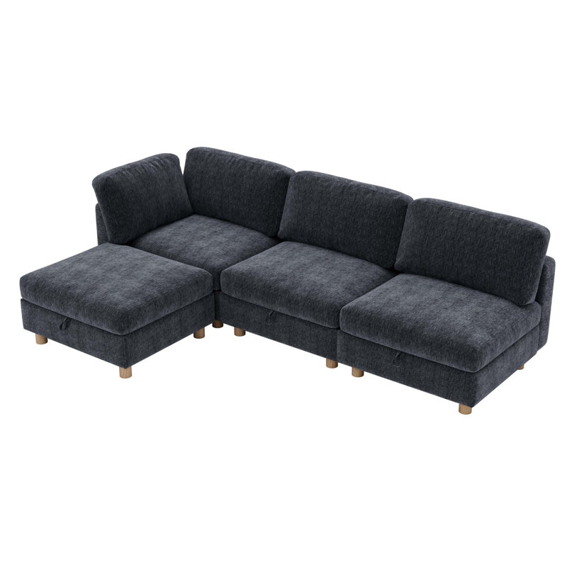 Modular Sectional Sofa with Hidden Storage and Convertible Design