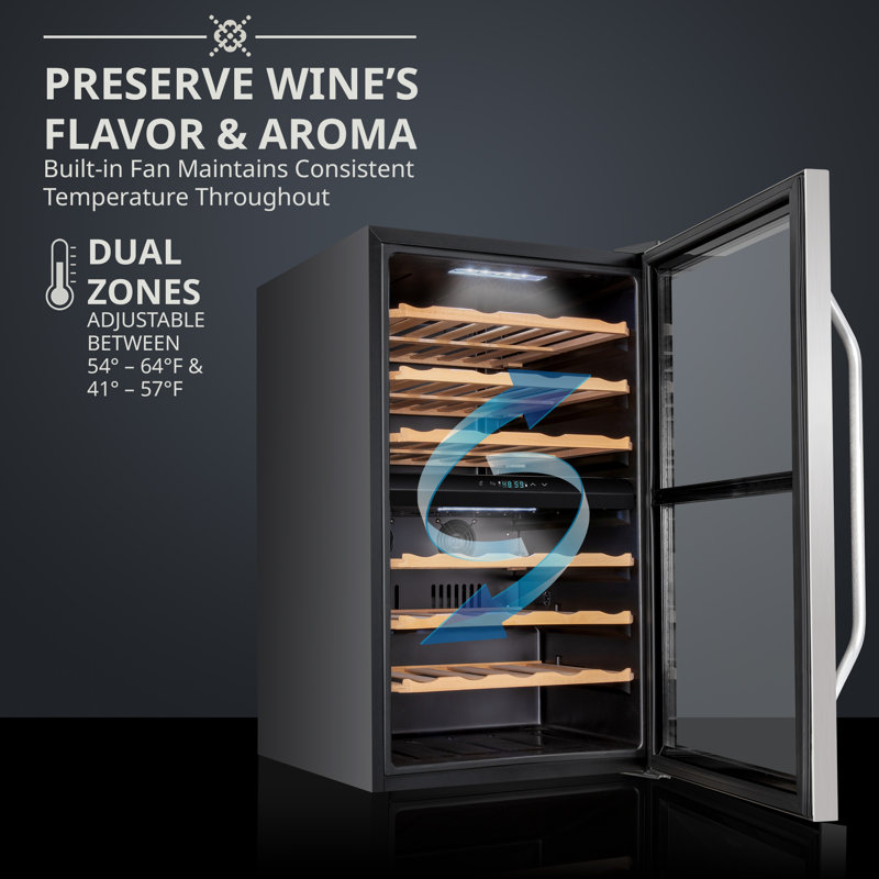 Ivation Dual Zone 19.5'' Freestanding 43 Bottle Wine Refrigerator