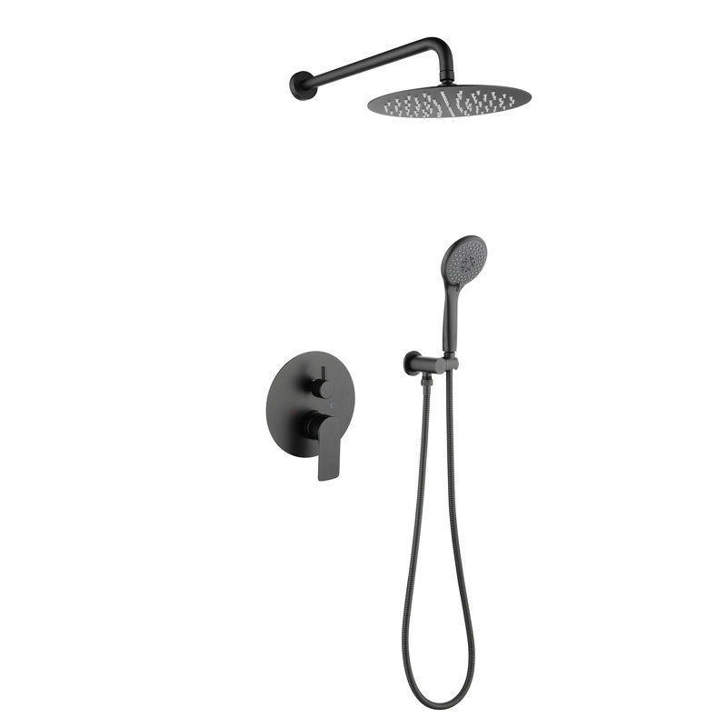 Pressure-Balanced Complete Shower Faucet with Rough-in Valve, Matte Black