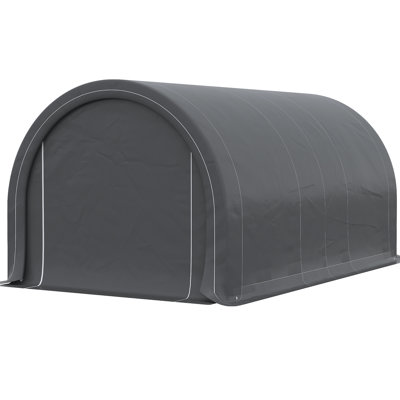 10' X 16' Portable Garage Carport - Heavy Duty Tent With Pe Canopy, Zippered Door For Car, Truck, Boat, Motorcycle, Bike, Garden Tools, Outdoor Works, Gray Cover, Doorway Projects,