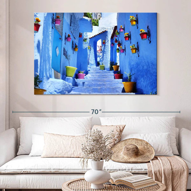 Ravi Chefchaouen Stairway, 34" H x 51" W