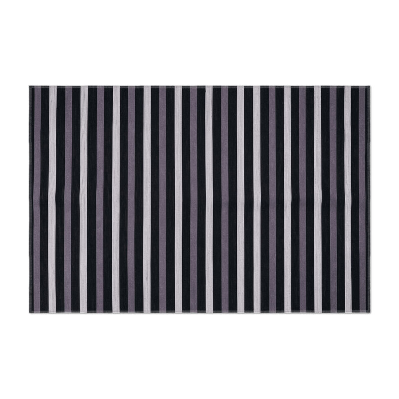 Tapis intérieur / extérieur gris HorizontalStripes, Rectangle 9 pi x 12 pi