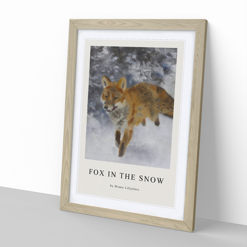 Fox in the Snow Vol.3 1 Piece Single Picture Frame Wall Art, 36cm H x 27cm W x 2cm D, Oak Framed