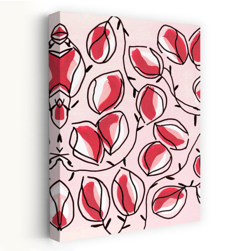 Art mural contemporain cerise rouge, H 48 po x l 32 po