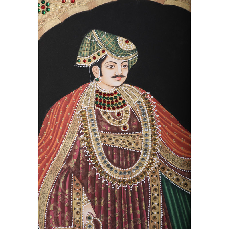 Rajput King And Queen - With Inlay Work - Set Of 2 | Stone On Base Paper | By Kailash Chandra