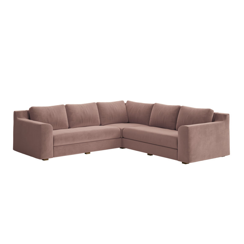 Elevate 99" Corner Sectional, Dusty Rose Recycled Velvet