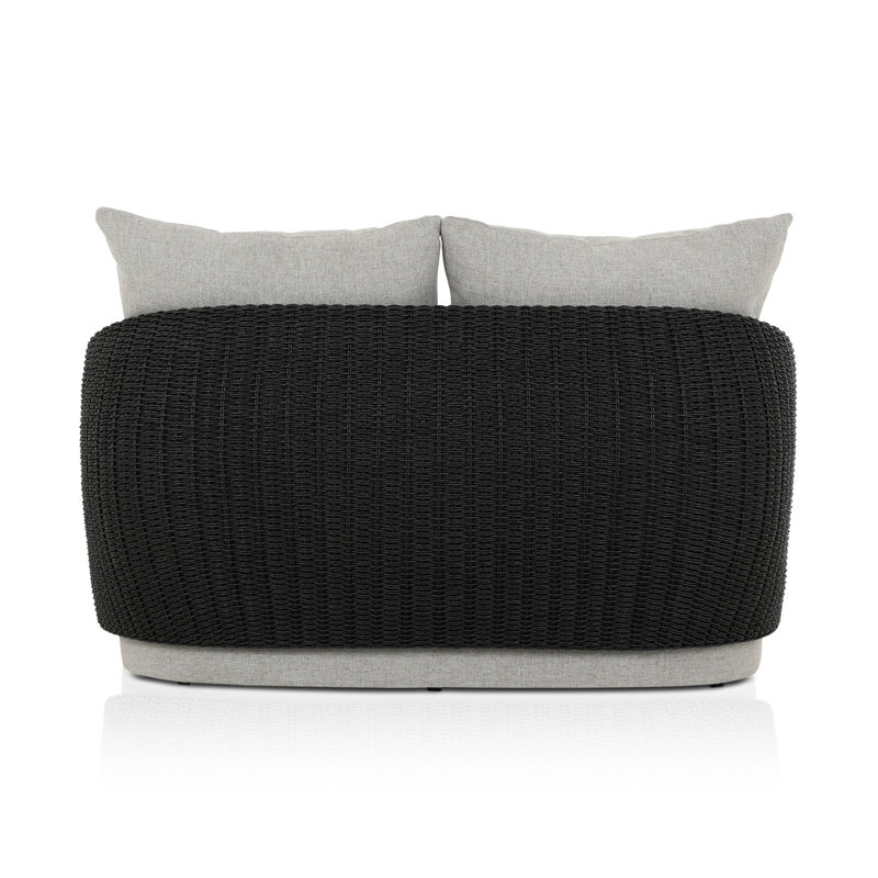 Fifield Outdoor Double Chaise-Faux Hyacinth, Faux Black Hyacinth, Black
