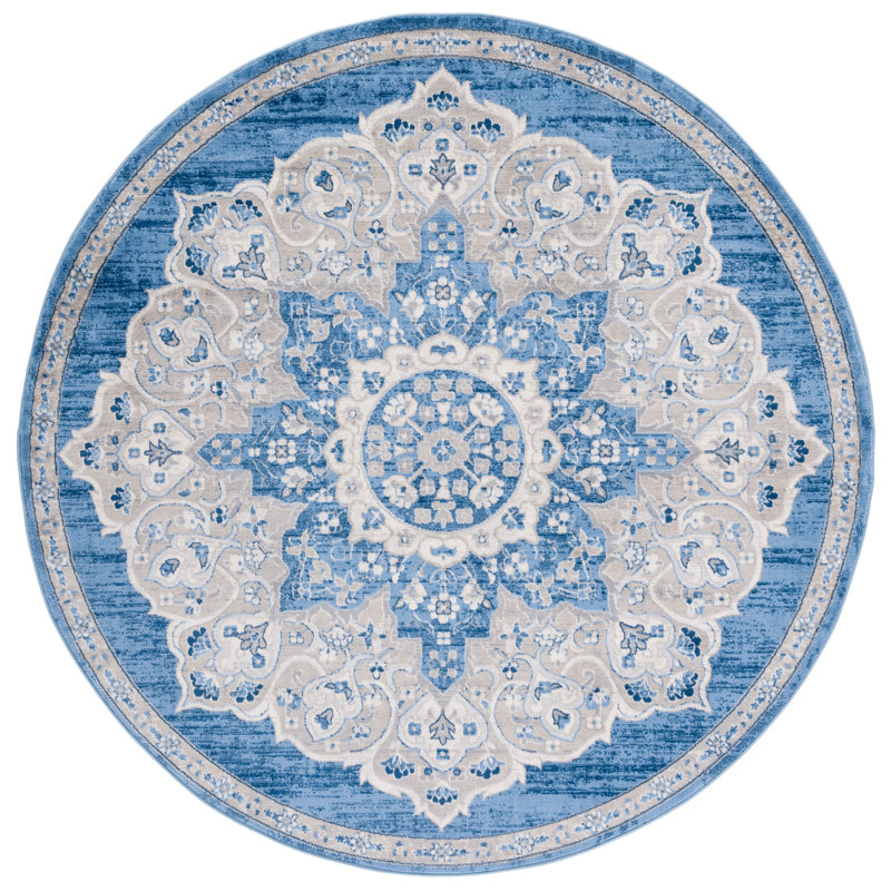 Tapis bleu / gris Arvillia802, Rond 6 pi 7 po