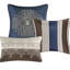 Édredon 7 pièces pour très grand lit - Bleu marine avec motif de literie brodé