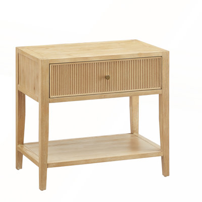 Table de chevet à 1 tiroir Fleur Natural avec rangement spacieux et design élégant pour un décor bord de mer ou scandinave