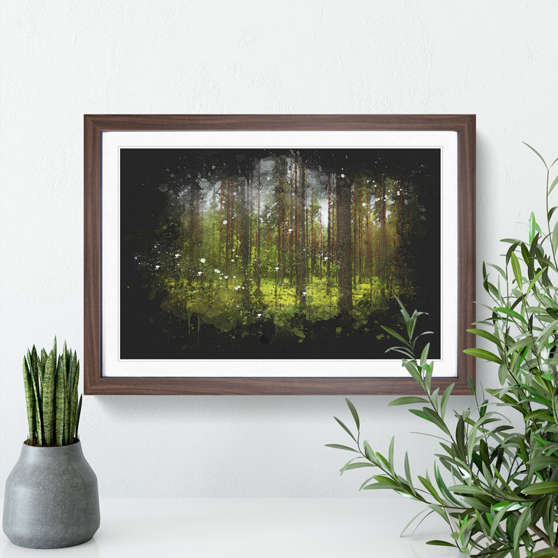 Green Forest Vol.1 - Picture Frame Graphic Art, 36cm H x 48cm W x 2cm D, Walnut Framed