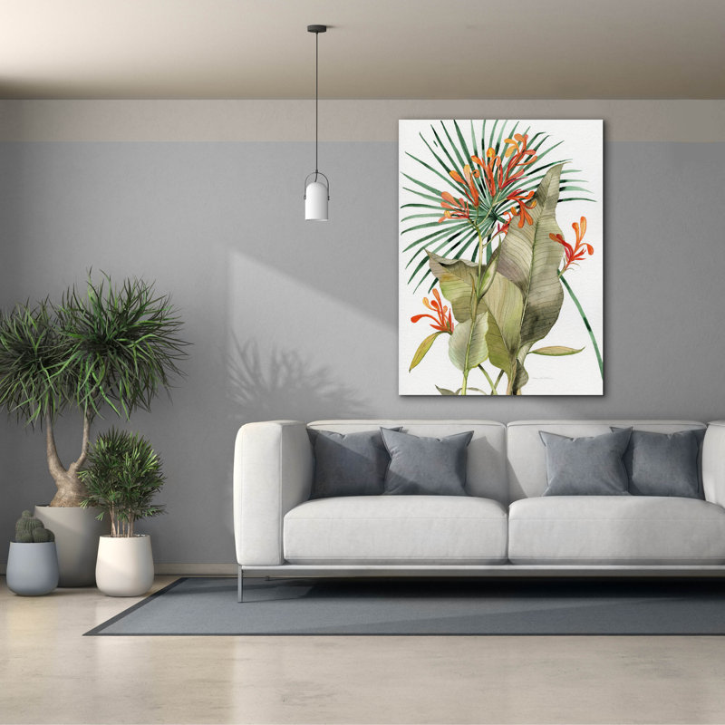 «Botanical Flame Lilies» par Kathleen Parr, art mural sur toile, H 54 po x l 40 po x P 1,5 po
